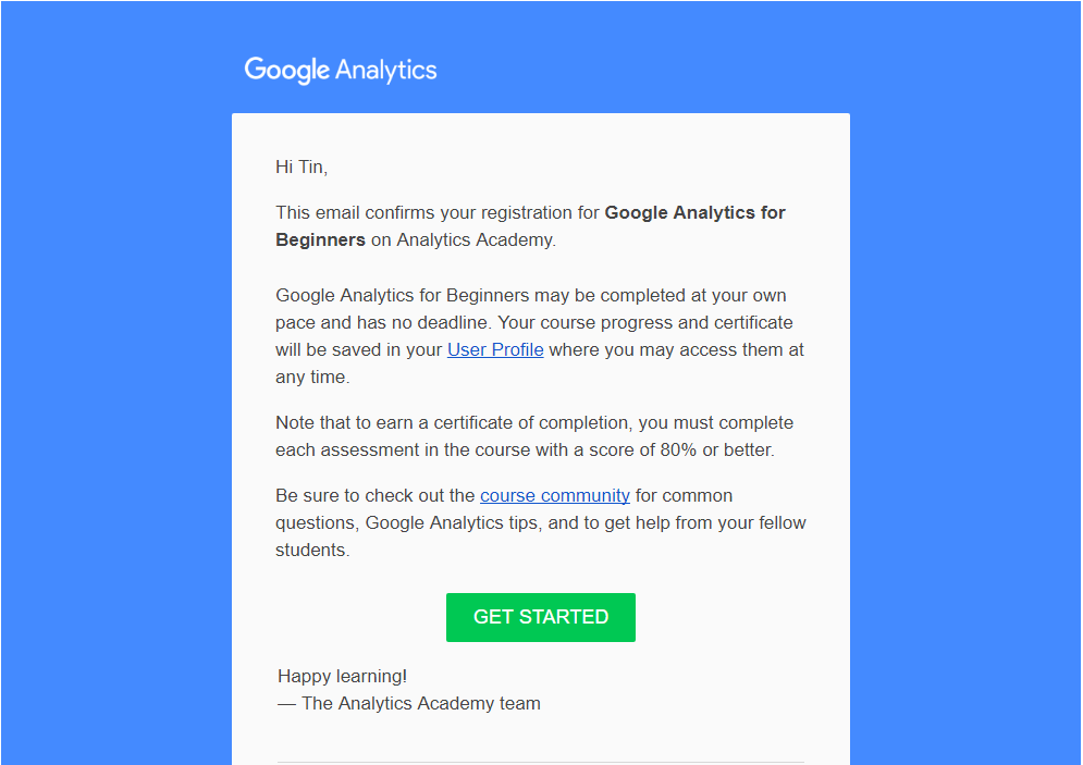 đăng ký chứng chỉ google analytics