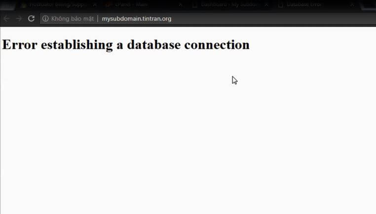error establish database connection